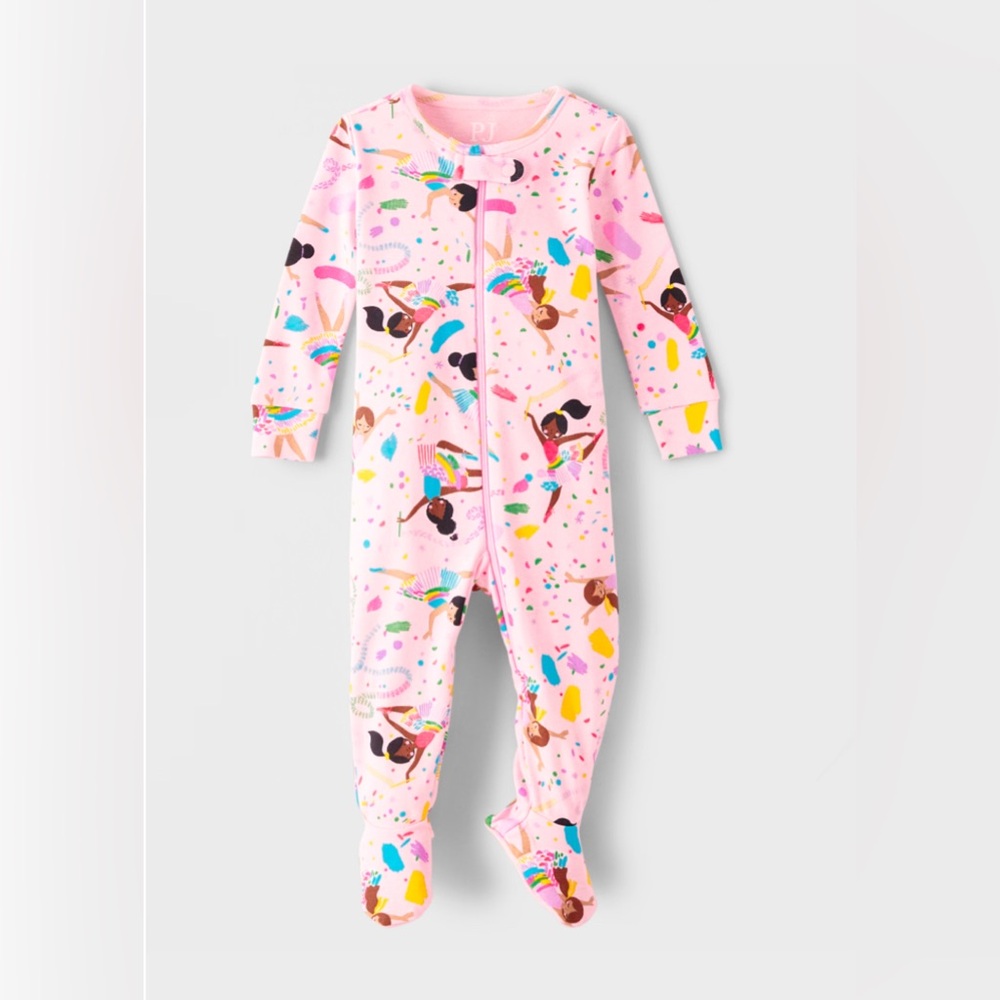 Size: 3-6M // Baby Girls Dancer Snug Fit Cotton One Piece Pajamas - Pink